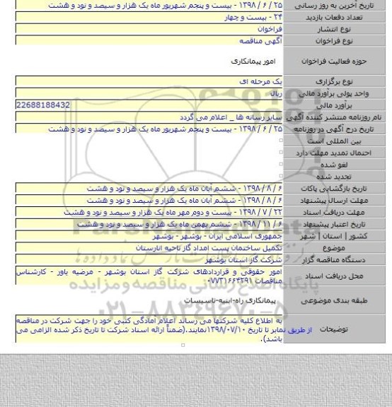 تکمیل ساختمان پست امداد گاز ناحیه انارستان