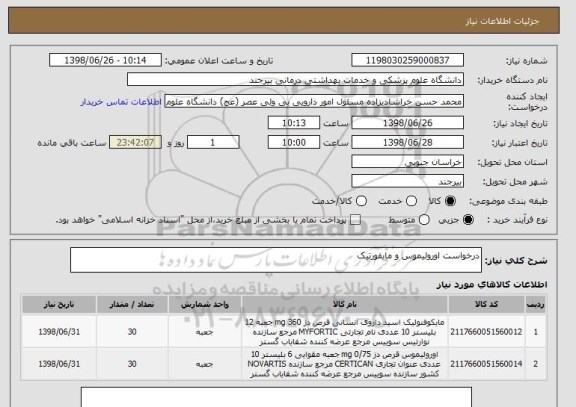 استعلام درخواست اورولیموس و مایفورتیک 