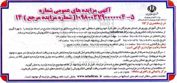 مزایده،مزایده فروش خودروهای اسقاطی
