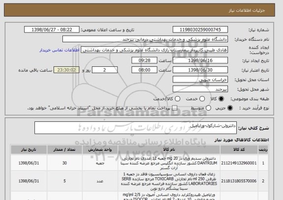 استعلام دانترولن-شارکول-وراپامیل