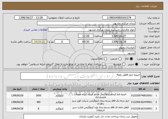 استعلام خربزه خیار فلفل دلمه