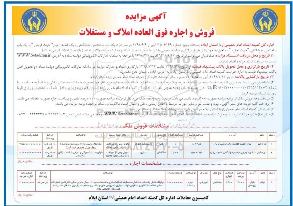 مزایده , مزایده یکباب ساختمان خوابگاهی....