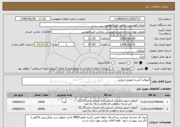 استعلام آنژیوکت آبی و صورتی ایرانی