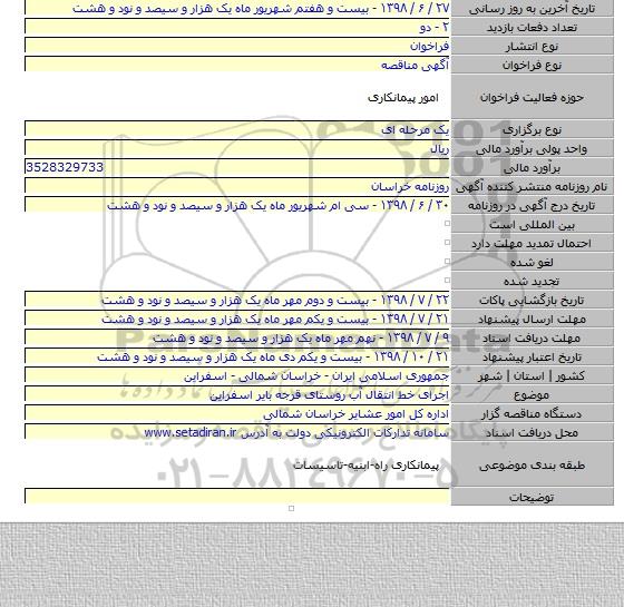 اجرای خط انتقال آب روستای قرجه بایر اسفراین