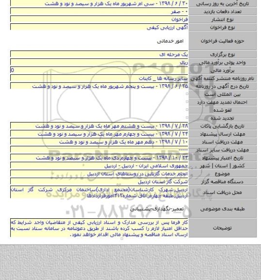 انجام خدمات گازبانی در روستاهای استان اردبیل