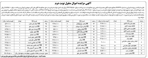 آگهی مزایده , مزایده بلبرینگ کلاچ MAT - صفحه کلاچ و ... نوبت دوم 