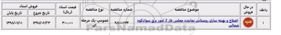 مناقصه ، مناقصه اصلاح و بهینه سازی روستایی نماینده مجلس 