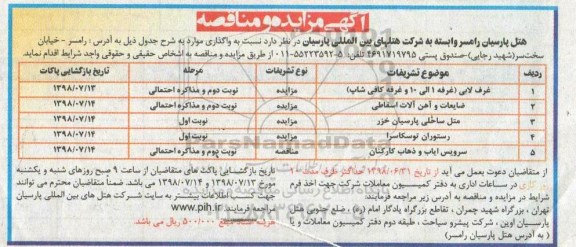 مزایده, مزایده واگذاری غرفه لابی...