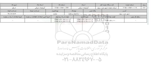 مزایده ، مزایده ساختمان و مغازه و تجاری 37.08