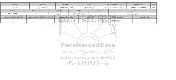 مزایده ، مزایده ساختمان ومغازه تجاری 25.12