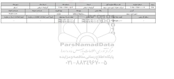 مزایده مزایده ساختمان ومغازه تجاری