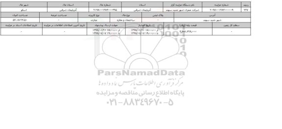 مزایده ، مزایده ساختمان ومغازه تجاری 52.18
