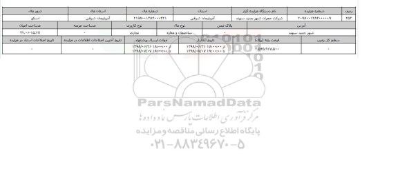 مزایده ، مزایده ساختمان ومغازه تجاری 32.06