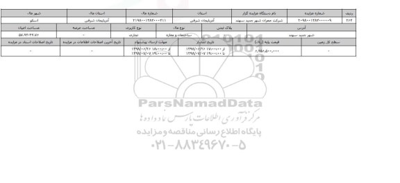 مزایده ، مزایده ساختمان ومغازه تجاری 57.93