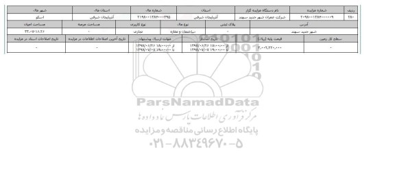 مزایده ، مزایده ساختمان و مغازه و تجاری 33.07
