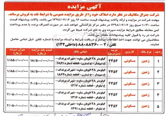 مزایده،مزایده فروش املاک مسکونی