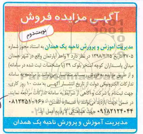 مزایده،مزایده فروش 2 واحد آپارتمان نوبت دوم 