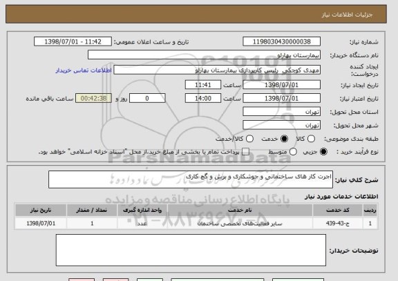 استعلام اجرت کار های ساختمانی و جوشکاری و برش و گچ کاری