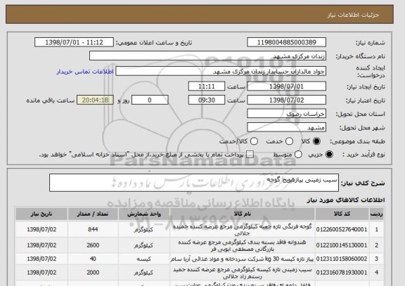 استعلام سیب زمینی پیازهویج گوجه