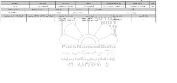 مزایده ، مزایده ساختمان و مغازه و تجاری 57.93 