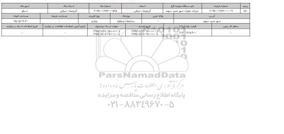 مزایده ، مزایده ساختمان و مغازه و تجاری 25.15