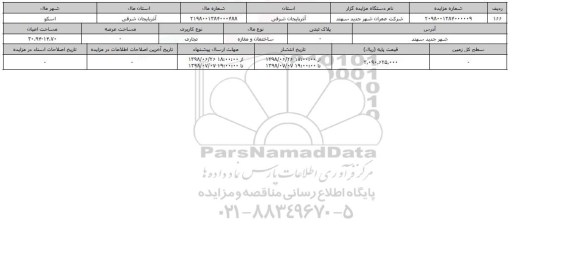 مزایده ، مزایده ساختمان و مغازه و تجاری 30.94