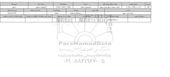 مزایده ، مزایده ساختمان و مغازه و تجاری 25.15