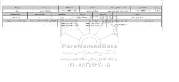 مزایده ، مزایده   ساختمان و مغازه و تجاری 30.94