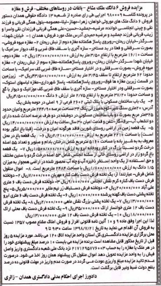 مزایده ،مزایده فروش 6 دانگ ملک مشاع