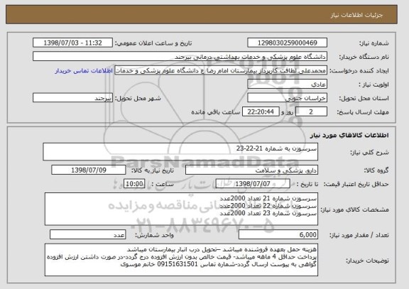 استعلام سرسوزن به شماره 21-22-23