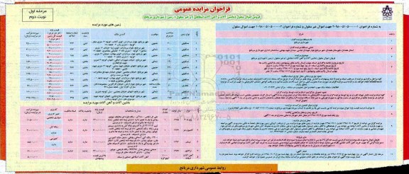 مزایده, مزایده ماشین آلات و آهن آلات اسقاطی و غیرمنقول (زمین) - مرحله اول نوبت دوم