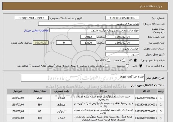 استعلام خربزه خیارگوجه هویج
