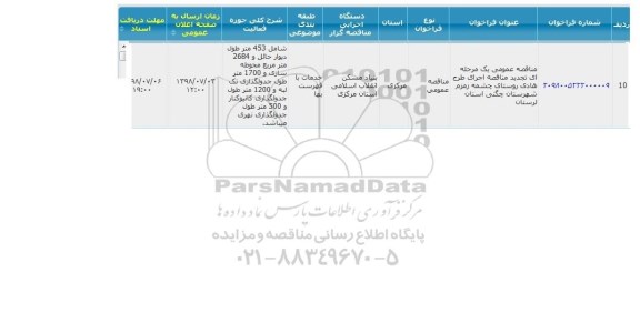 مناقصه ، تجدید مناقصه اجرای طرح هادی روستای چشمه زمزم 