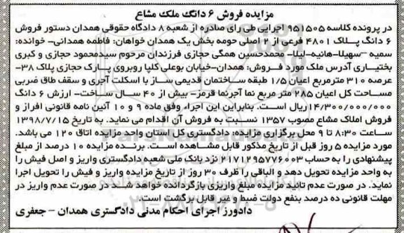 مزایده ،مزایده فروش 6 دانگ پلاک 4801 فرعی از 2 اصلی