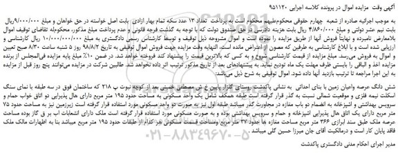 مزایده، مزایده فروش شش دانگ عرصه واعیان زمین با بنای احداثی