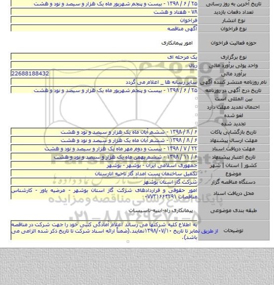 تکمیل ساختمان پست امداد گاز ناحیه انارستان