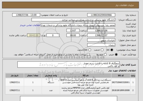 استعلام ترموگراف 8 کاناله با قابلیت رسم نمودار
و کول باکس