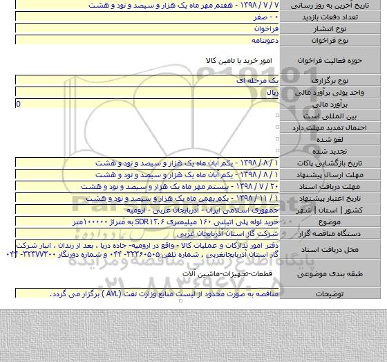 خرید لوله پلی اتیلنی ۱۶۰ میلیمتری SDR۱۳.۶ به متراژ ۱۰۰۰۰۰متر