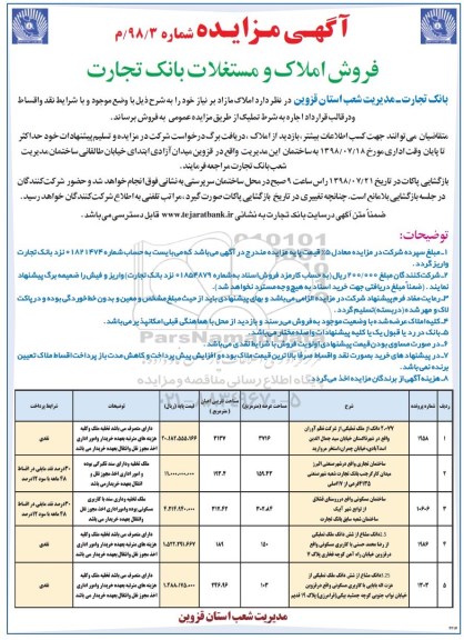 مزایده ،مزایده فروش املاک و مستغلات