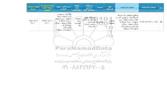 مناقصه, مناقصه واگذاری سرویس ایاب و ذهاب درون شهری....