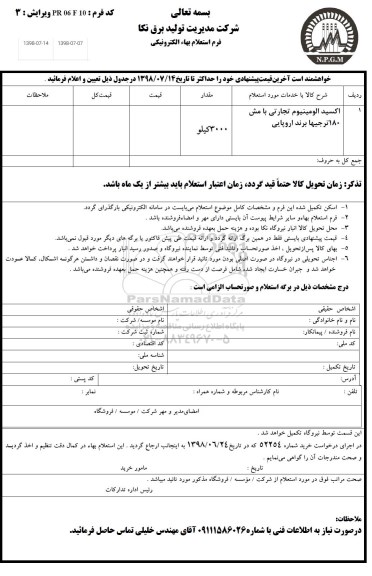 استعلام، استعلام اکسید الومینیوم تجارتی با مش 180 ترجیها 