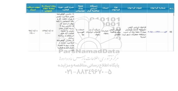  فراخوان ارزیابی کیفی حفر و لوله گذاری و آزمایش