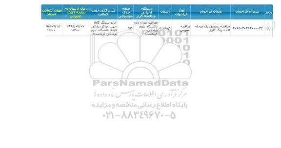 مناقصه، مناقصه سرنگ گاواژ