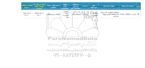 مناقصه تامین نیروی انسانی