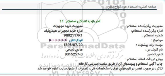استعلام, استعلام انواع تفلن 