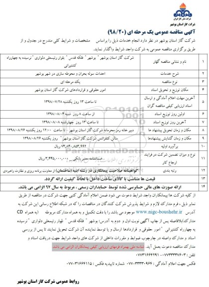 مناقصه , مناقصه احداث سوله بحران و محوطه سازی در شهر 
