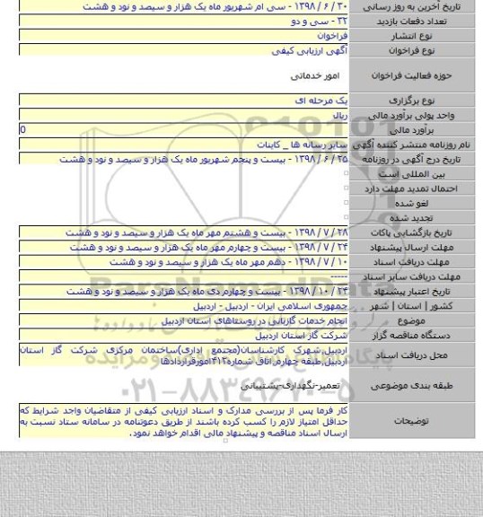 انجام خدمات گازبانی در روستاهای استان اردبیل