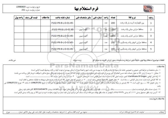استعلام، استعلام ​پین نگهدارنده گریت بار پات پخت و ...