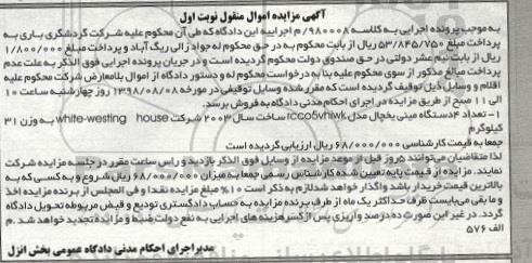 آگهی مزایده ،مزایده تعداد 4 دستگاه مینی یخچال