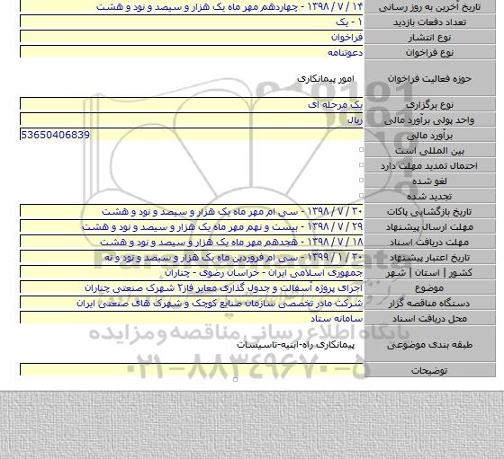 اجرای پروژه آسفالت و جدول گذاری معابر فاز۲ شهرک صنعتی چناران
